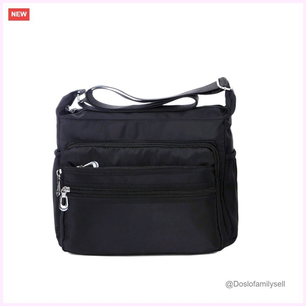 Large Waterproof Nylon Crossbody Bag with Multiple Pockets for Travel